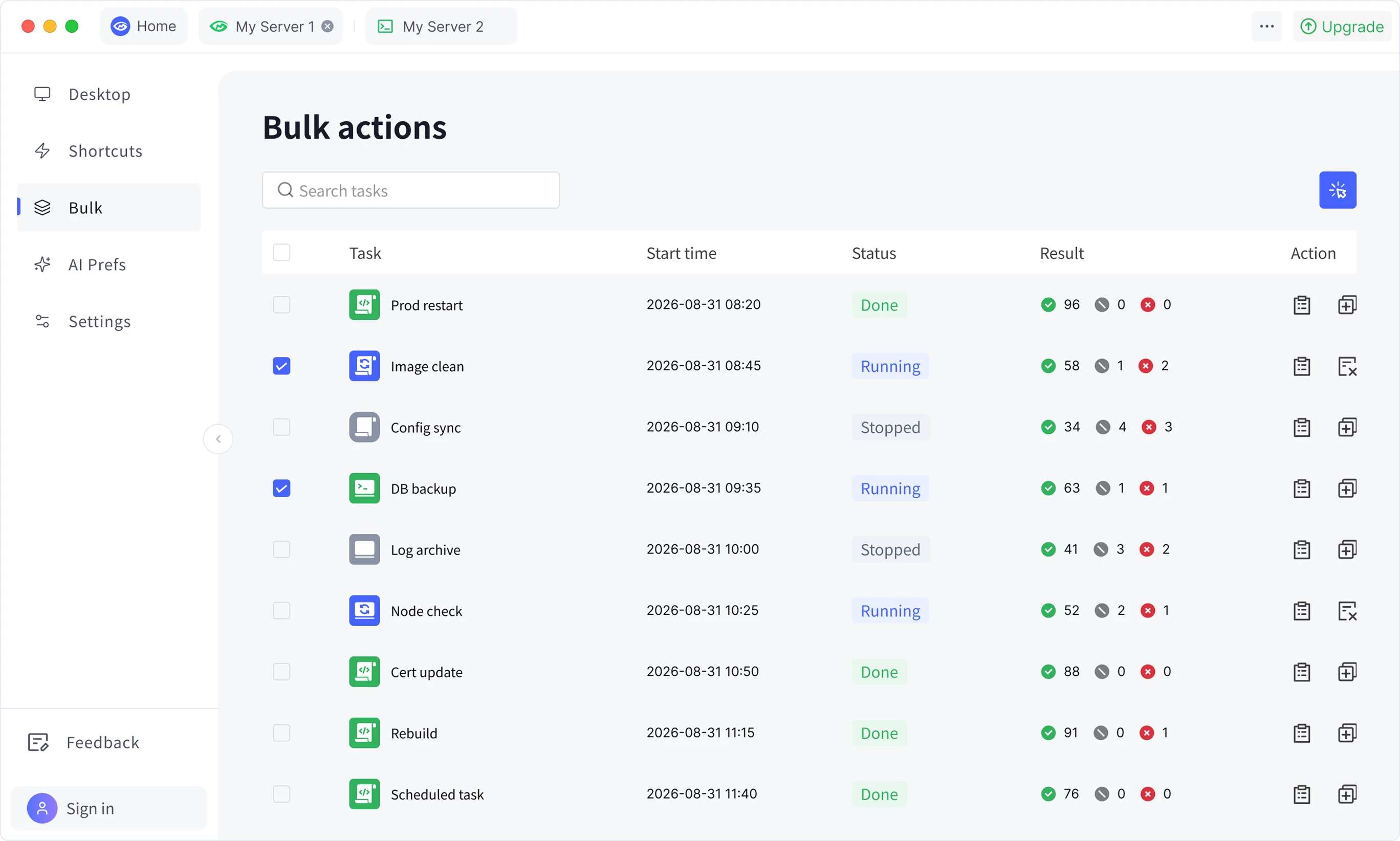 GM Desktop machine management interface